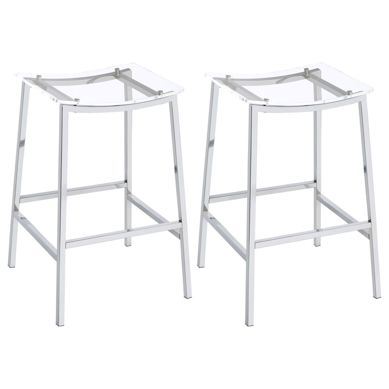  Jovani Acrylic Backless Bar Stool Chrome (Set of 2)