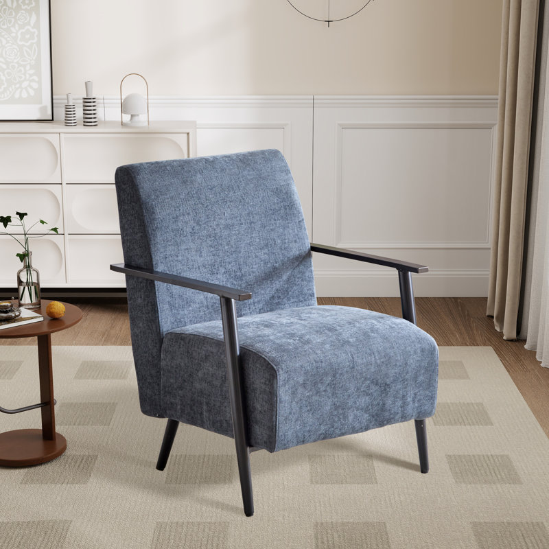 Fauteuil d'appoint rembourré avec structure en métal, Polyester gris foncé