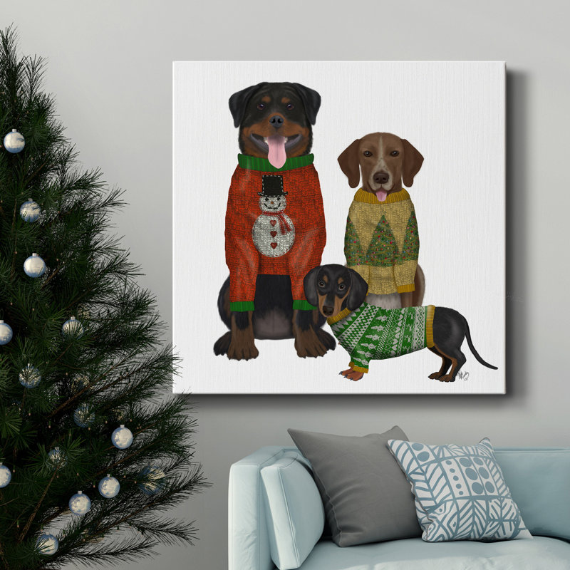Christmas Des - Concours de chandail de Noël moche - Toile tendue avec châssis de qualité supérieure - Prêt à être accroché