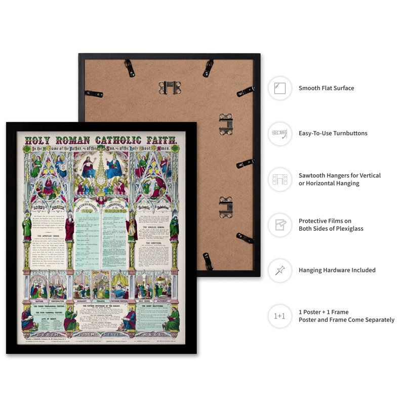 Dix commandements, Cadre noir, Affiche, H 12 po x l 16 po