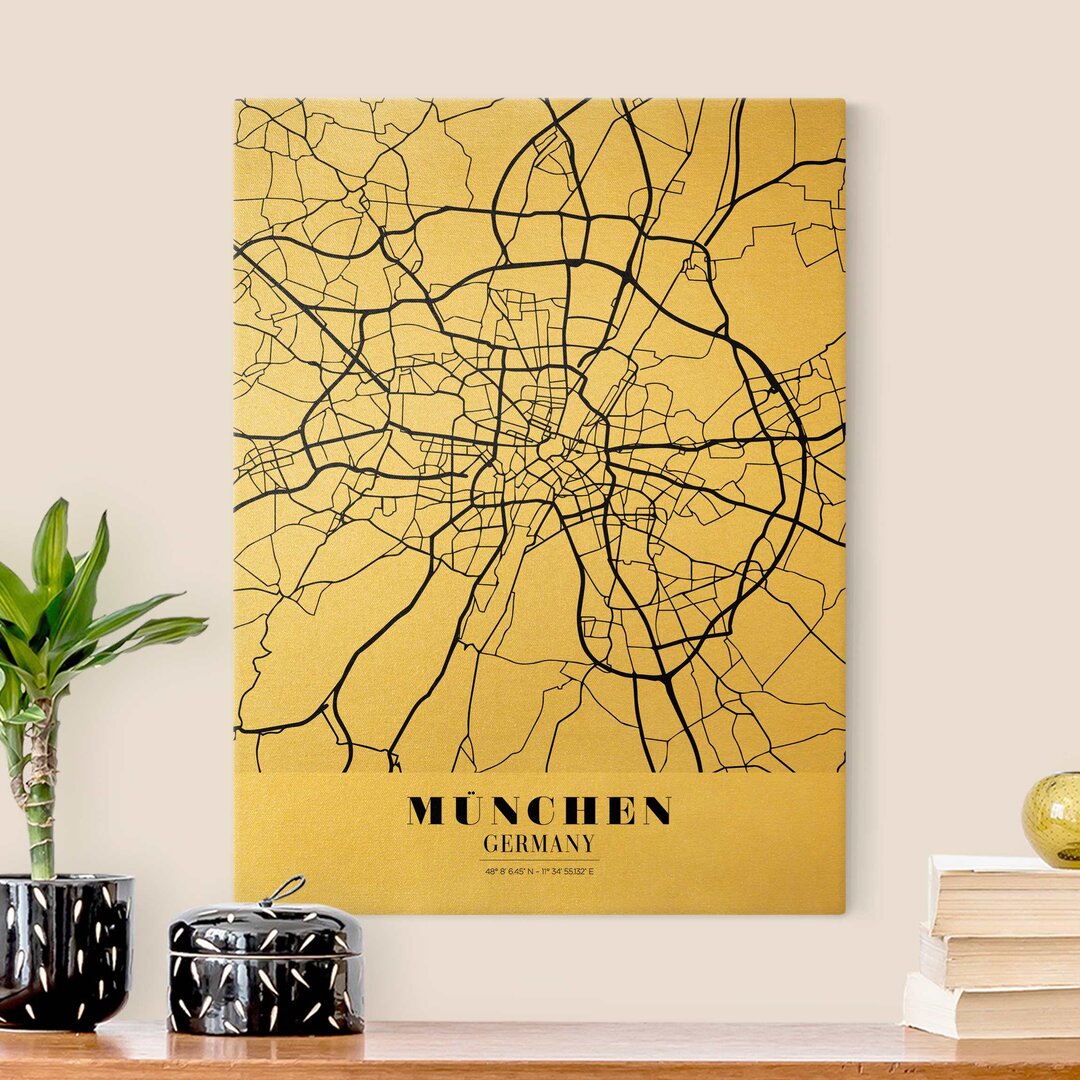 Leinwandbild Stadtplan München - Klassik