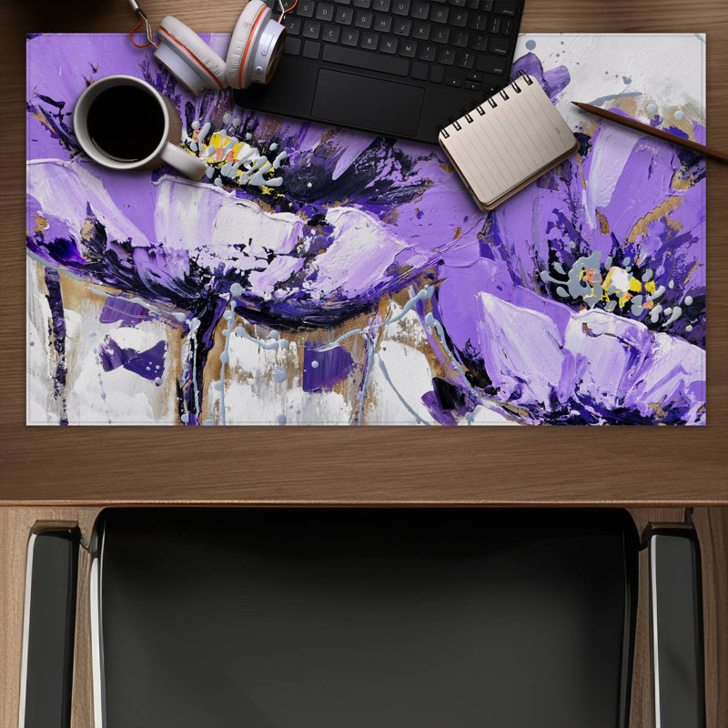 Purple anemone flowers - 14.00"x24.25" Desk mat