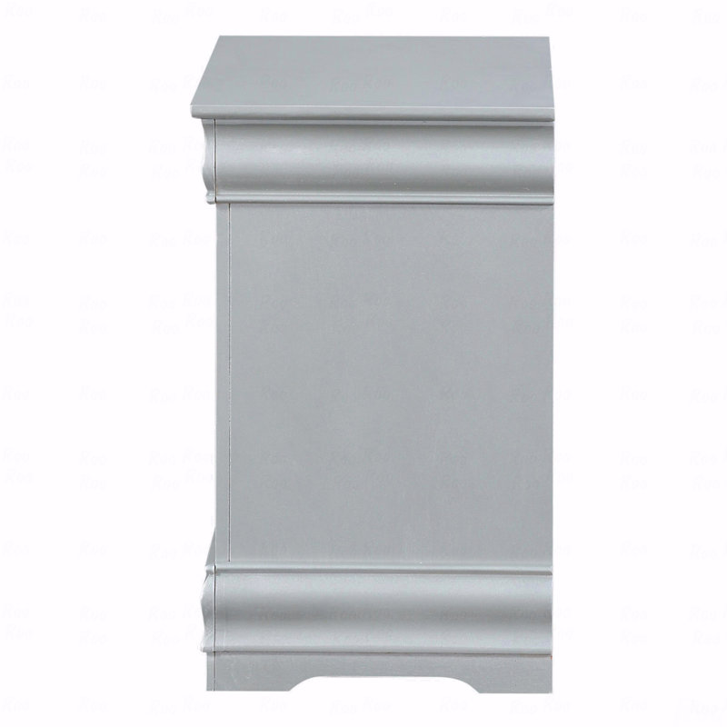 Table de chevet 2 tiroirs, Argent argent