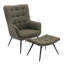 Jessamine Upholstered Plain Weave / Muslin With Footstool Armchair-213325513
