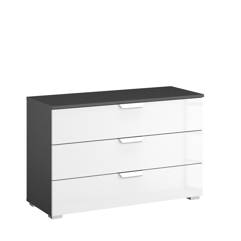 Aditio 3 Drawer Combi Chest, Metallic grey/High-gloss white