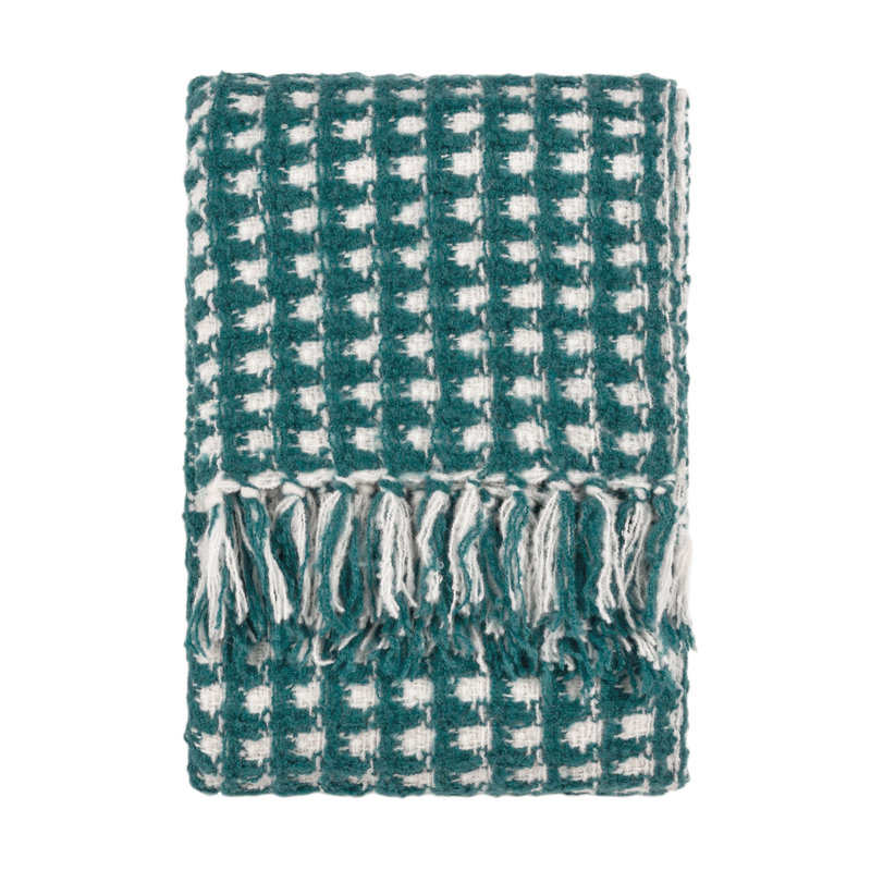 Toasty Waffle Throw Blanket, Teal/White