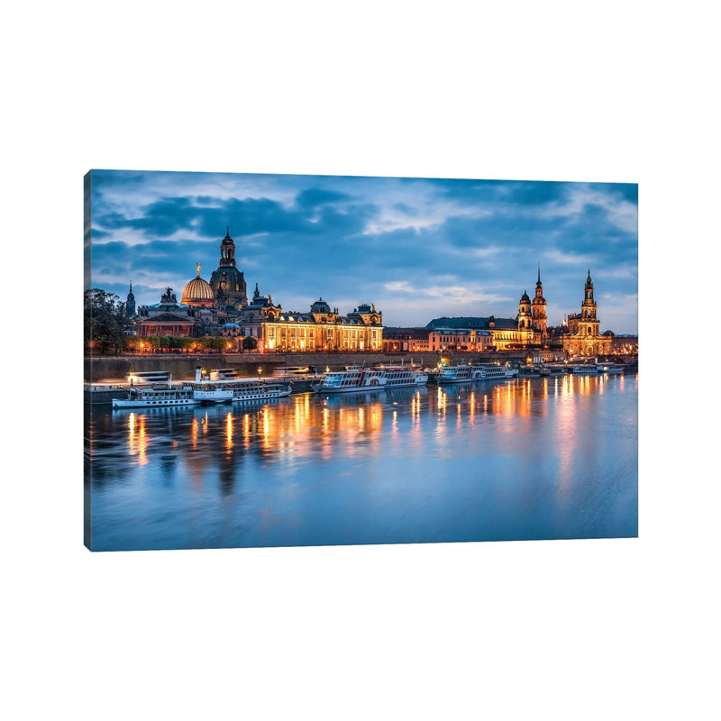Dresden Skyline At Night by Jan Becke - Wrapped Canvas Print, 66.04 cm H x 45.72 cm W