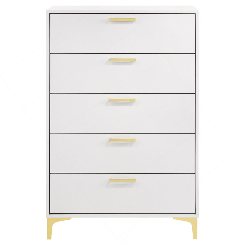 Karena White Rectangular 5-Drawer Chest