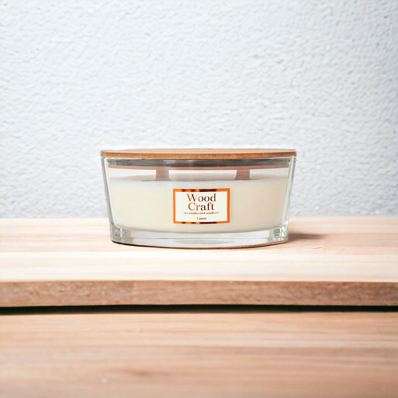 Linen Scented Jar Candle with Glass Holder