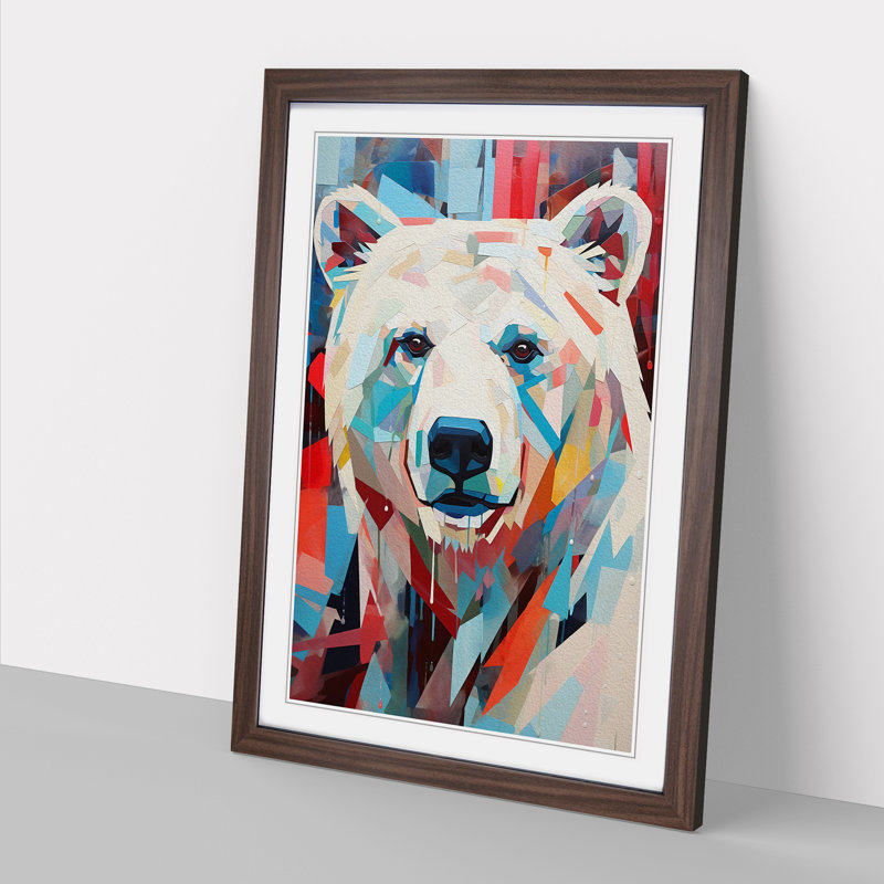 Polar Bear Constructivism No.2 - Framed Print, Walnut, 64cm H x 46cm W x 2cm D