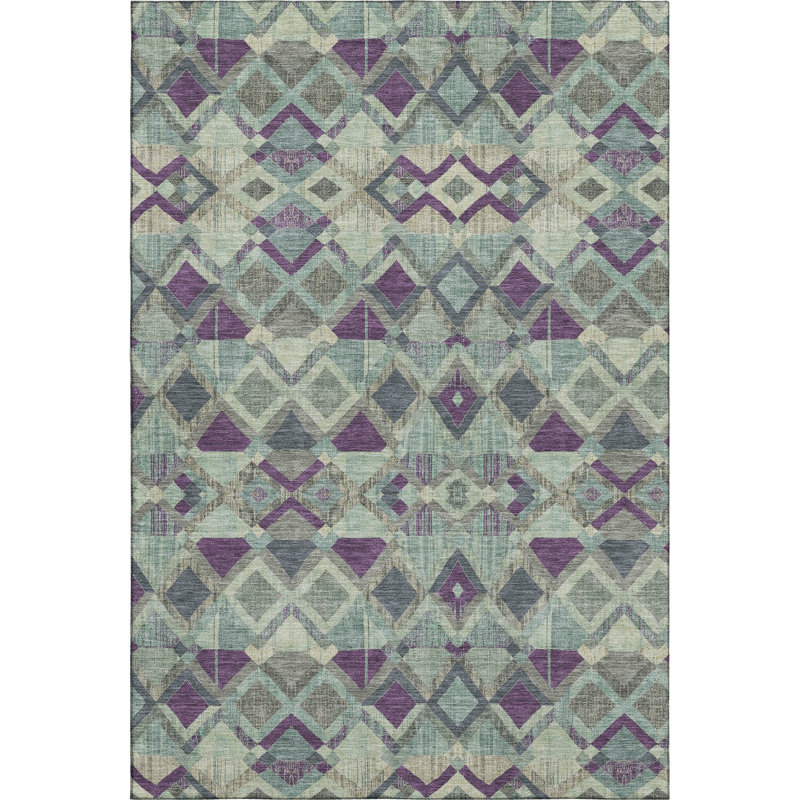 Premium Machine Washable Kumbhar AMF1308 Geometric Rug, Rectangle 3' x 5'