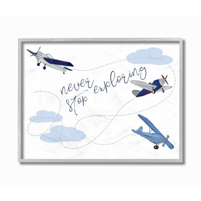 Never Stop Exploration Airplanes Gray Farmhouse