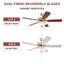 52 in Indoor Ceiling Fan, Pull Chain and Remote Control, Reversible AC Motor,  Reversible Blades