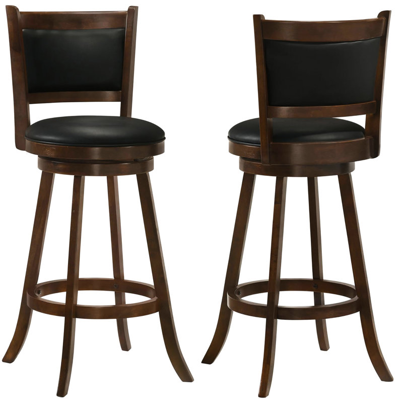 Ensemble de tabouret pivotant en châtaignier et noir, confortable et élégant pour les sièges de bar et de salle de jeux