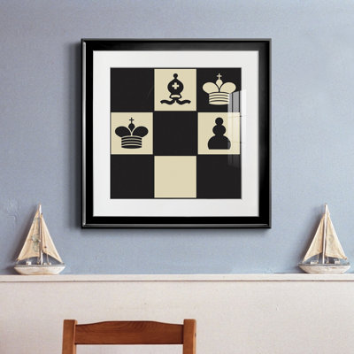 Échecs Chess II - reproduction encadrée de qualité supérieure - prête à être accrochée