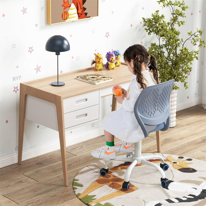 Ebern Designs Task Chair with Wheels, Blue