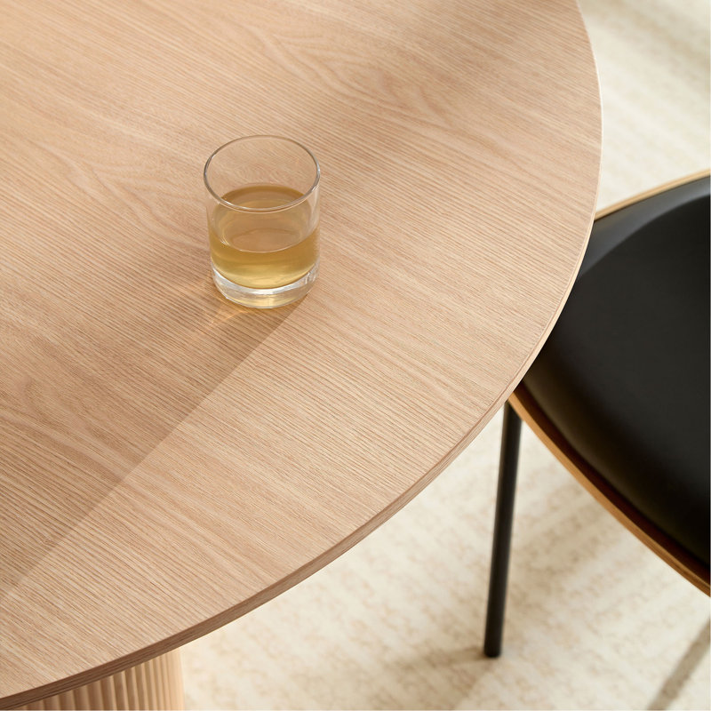 Round Dining Table, MDF Handcraft Pedestal Dining Room Table Restaurant Furniture Leisure Coffee Table-47.2" L X 47.2" W, Oak