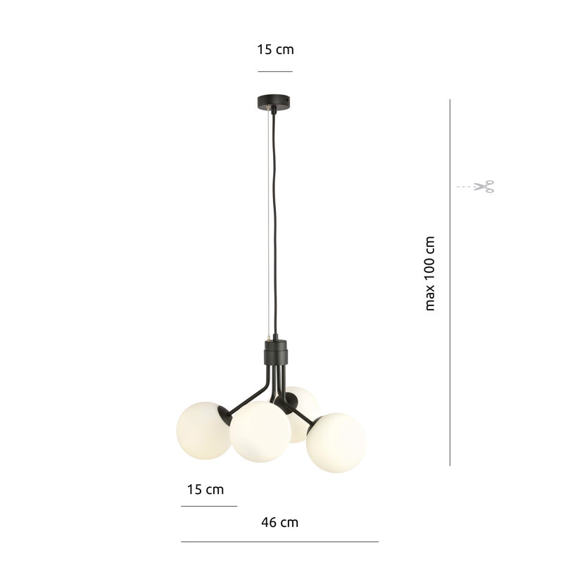 Jelks 4 - Light Black Unique/Statement Pendant, White