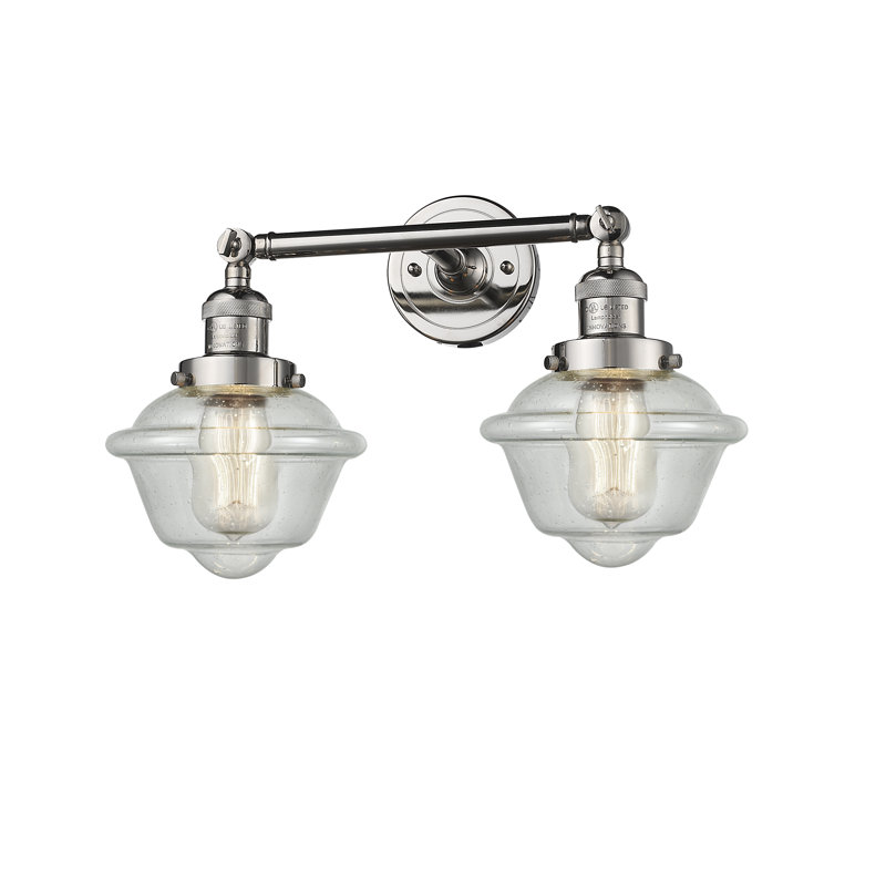 Éclairage pour salle de bain 2 lumières à intensité variable Gebhart, Ampoule incandescente rétro de 60 watts, Grainé