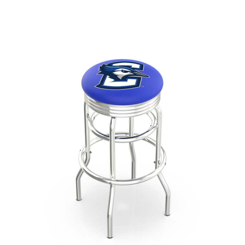 Tabouret de bar Logo Series, Tabouret de bar d'une hauteur de siège de 30 po, Double anneau chromé, Université Creighton