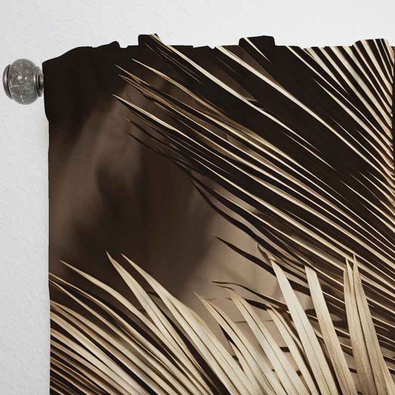 Sépia feuilles de palmier Serenity I - Rideau traditionnel - Velours obscurcissant - 1 panneau, L 52 po x L 63 po