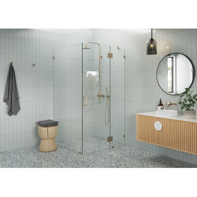 Cabine de douche à charnière en verre sans cadre à 90 degrés de 39 po x 40 po x 78 po Halo