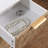 Nightstand With 3 Drawers, Mid-Century Modern End Table,Gold Metalfeet, Gold Metal Handles , Drawer Panels Are Shaped By Cutting Lines,End Table For Bedroom,White And Natural