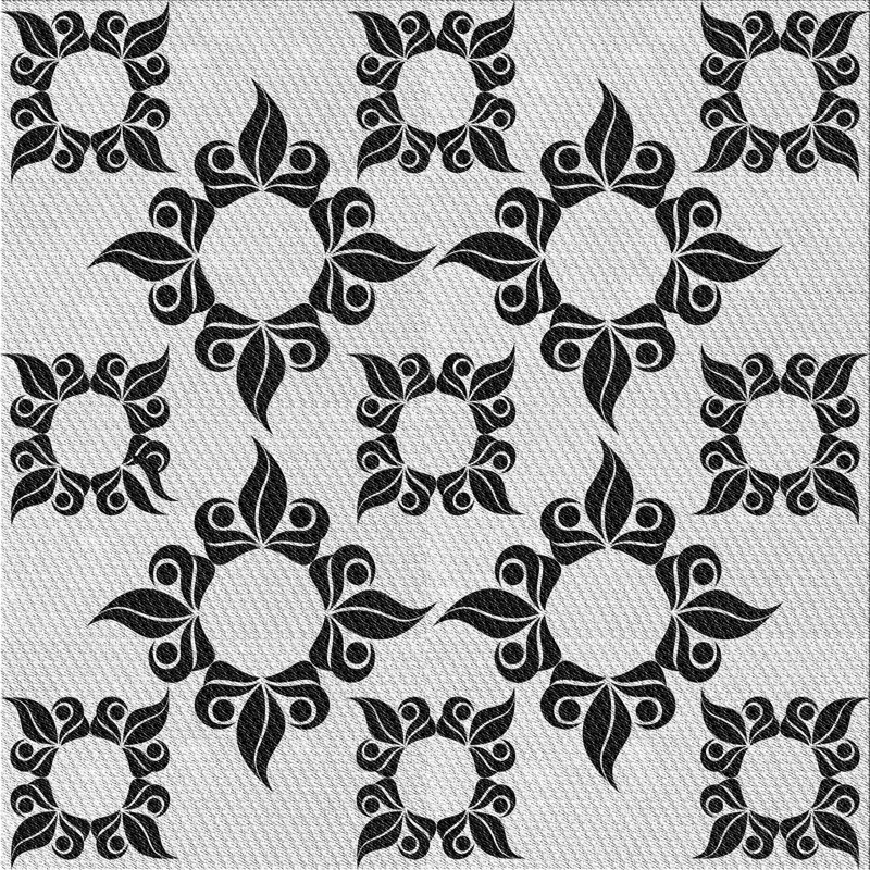 Tapis blanc/noir tissé à la machine, Carré 4 pi