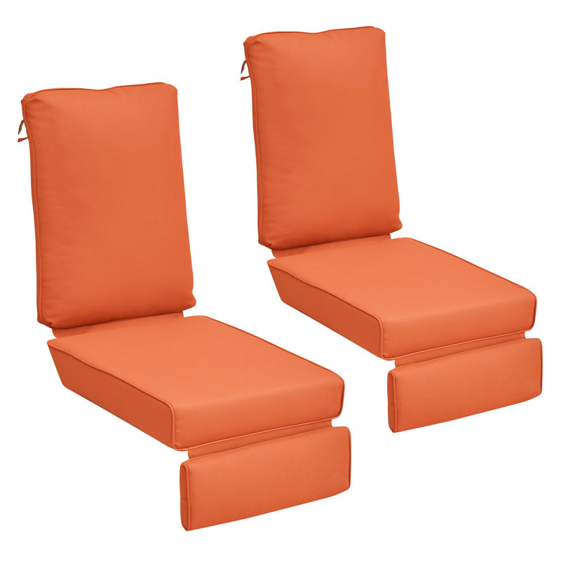 Coussin de chaise longue d'extérieur 5,5 po (ensemble de 2), Orange