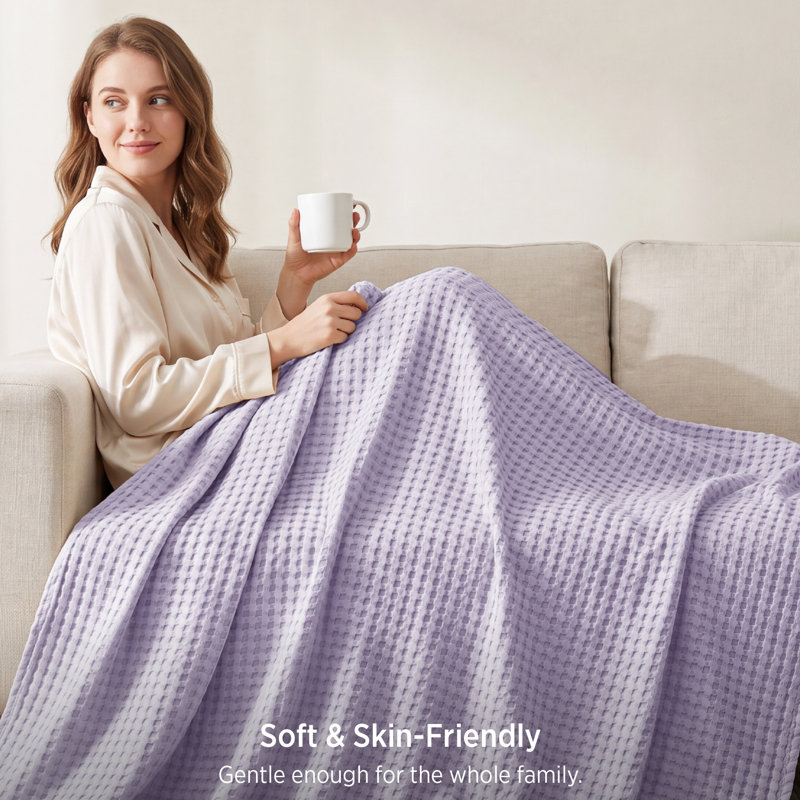 Couvre-lit gaufré en coton et rayonne de bambou 279 g / m² GentleSoft ™, Grand lit, Lilas pastel
