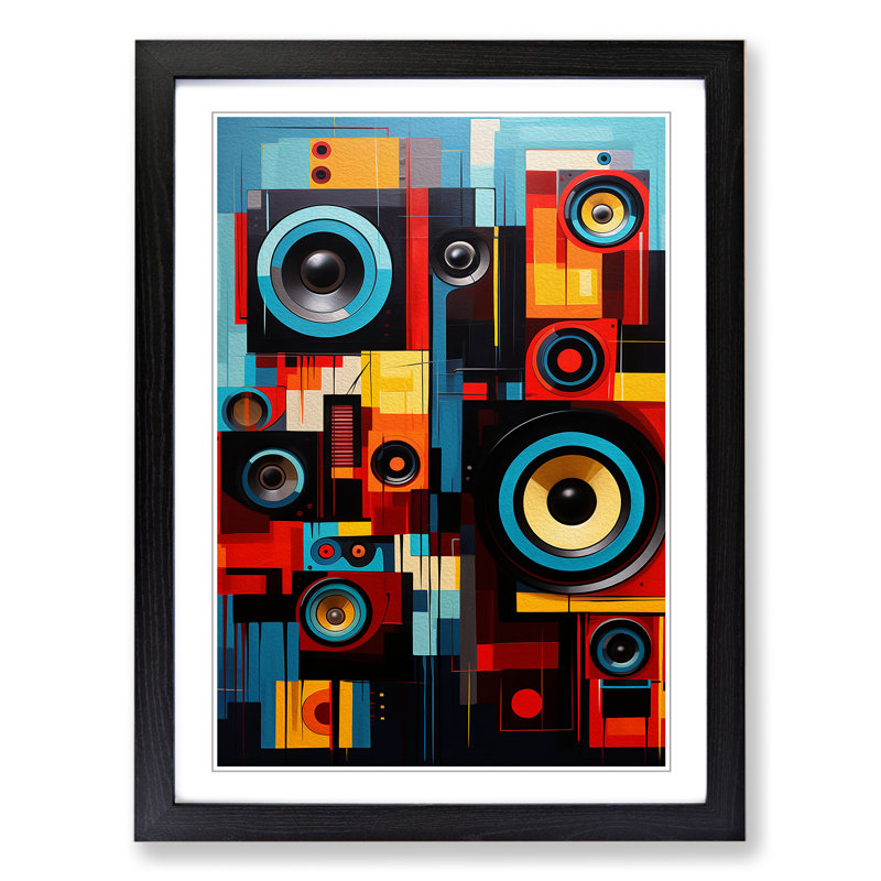 Speakers Constructivism No.2 - Single Picture Frame Print on Wood, Black Framed, 34cm H x 25cm W