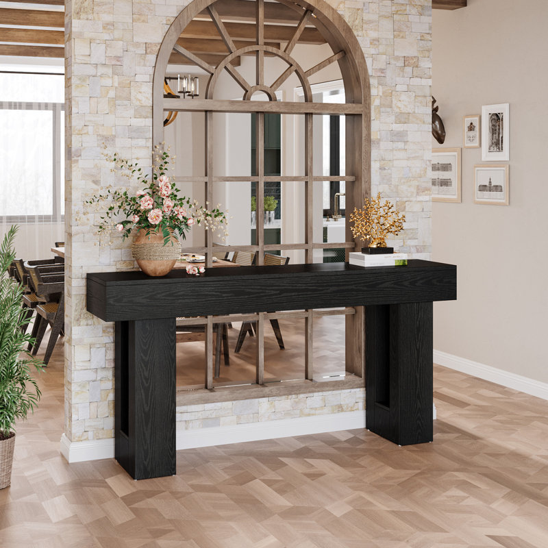 Black 63-Inch Modern Wood Console Table for Entryway