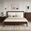 Solid Wood Platform Bed with Velvet Upholstered Headboard-1724127183-1724127180