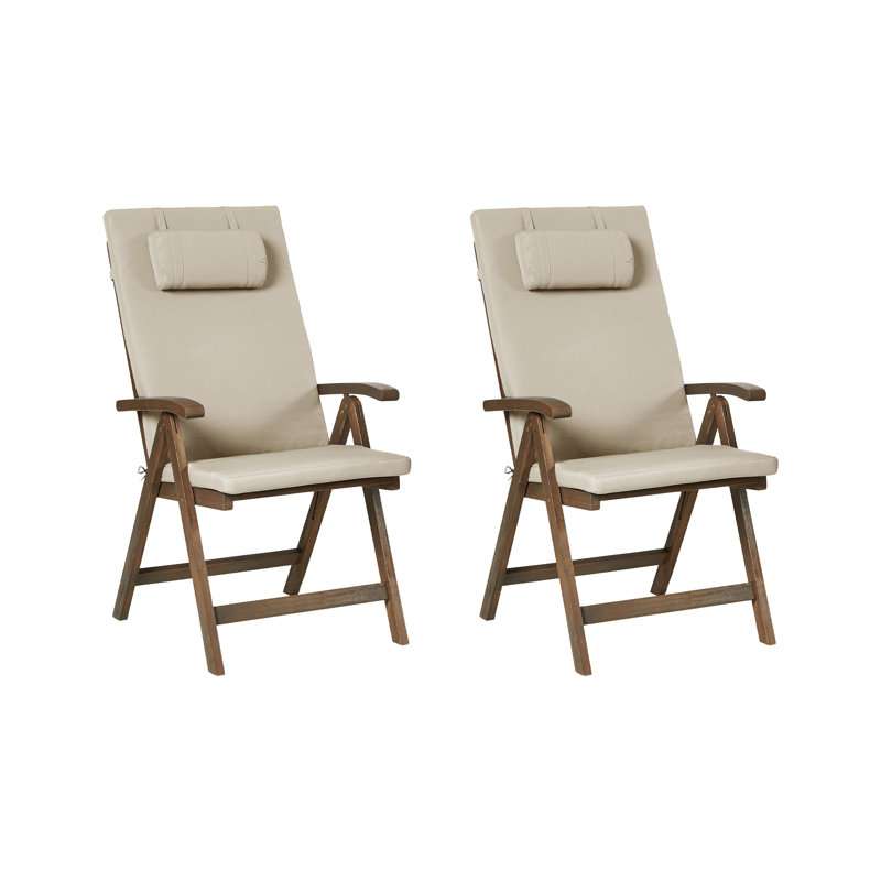 Folding Patio Dining Armchair with Cushion, Taupe