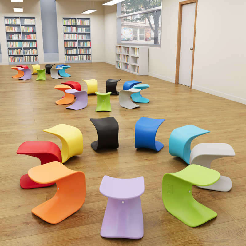 Tabouret perchoir ECR4Kids Wave, Mauve clair, 14 po à 15,1 po de hauteur, 2