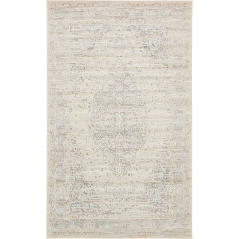 Tapis oriental beige Lyanna, Rectangle 5 pi x 8 pi