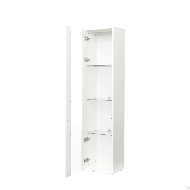 Armoire latérale avec lampe à bande en aluminium, Blanc