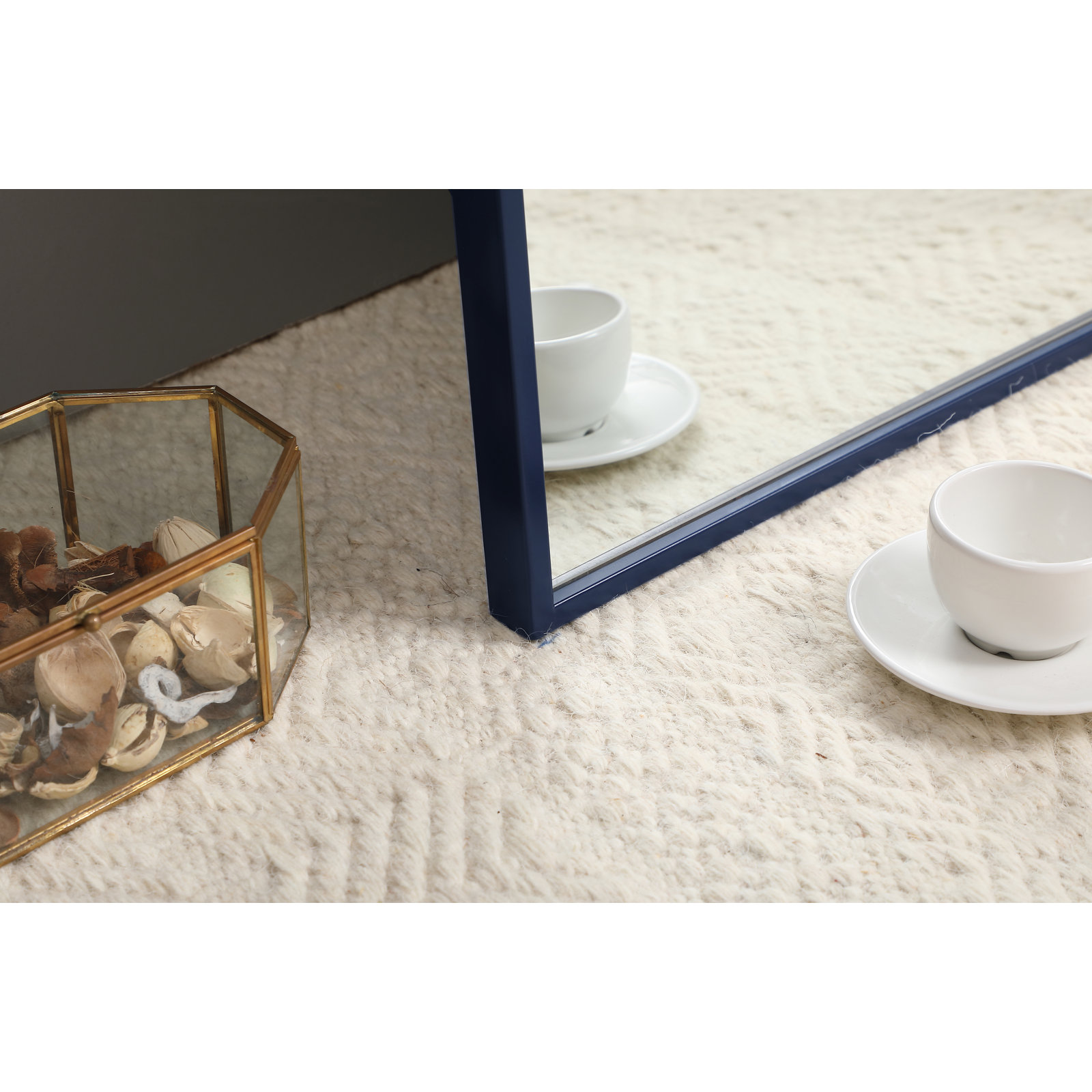 Sabine Metal Rectangle Wall Mirror, 60" x 18", Blue