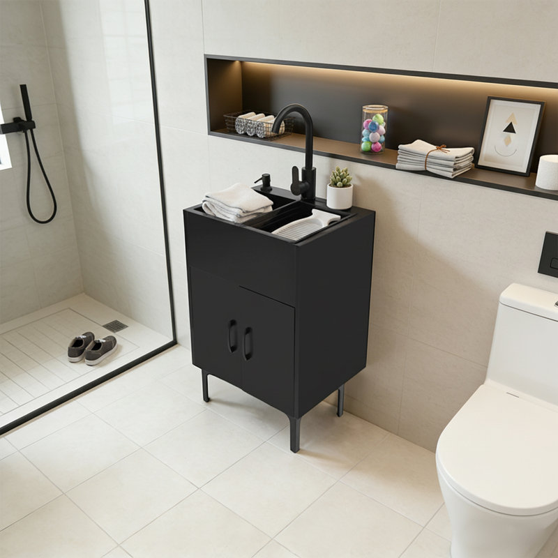 Laundry Sink With Faucet And Cabinet