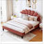 Lit plateforme tapissier avec tête de lit en velours à motif floral-636755635-636755628