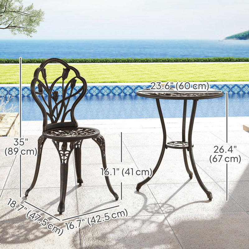Ensemble bistro 3 pièces pour terrasse, bronze