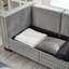 Velours moderne gris à 3 places avec clous carrés et argentés, repose-pieds en bois massif, coussin à haute élasticité, housse amovible, rangement inférieur gris, accoudoirs, siège à ressorts ensachés, housse en dessous-1864677827