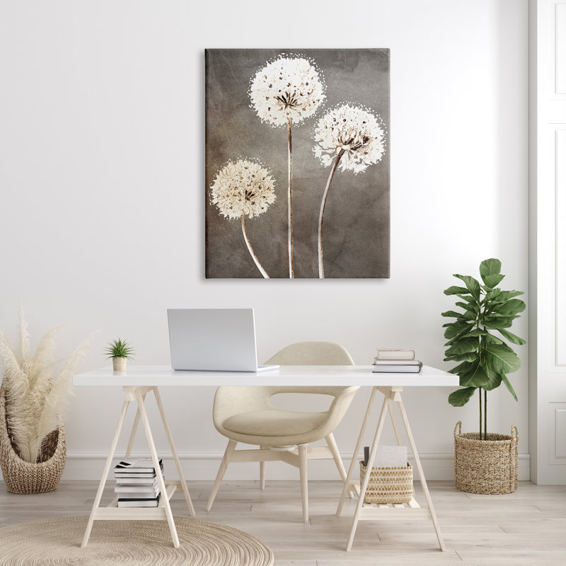 «Fluffy Dandelion Plants Wildflower Botanical Blooms» par Kim Allen - reproduction rectangulaire sur toile