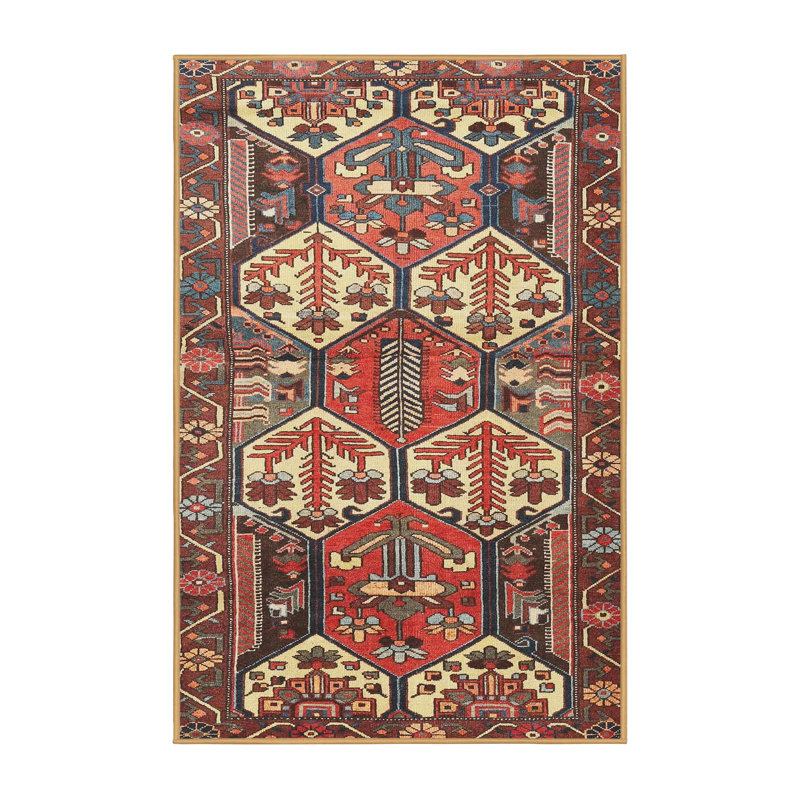 Tapis traditionnel rouge / beige Pera, Rectangle 5 pi x 7 pi