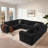 Cloudelle 5-Piece U-Shaped Plush Corduroy Sectional Sofa – Deep Seat, No Assembly-764180534