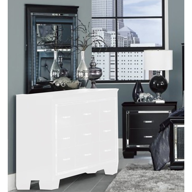 Miroir pour commode Difonzo, Noir
