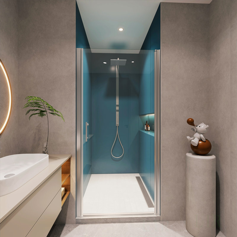Universal Pivot Shower Door With 1/4 Inch Tempered Glass, 1 3/8 Inch Adjustment, And Easy Installation For Modern Bathrooms, Shower Door