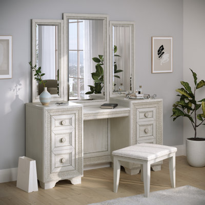 Coiffeuse Inaki avec miroir et tabouret