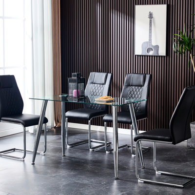 Ensemble de 4 chaises de salle à manger modernes avec siège rembourré en similicuir et chaises rembourrées avec pieds en métal
