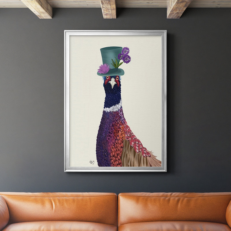 " Pheasant In Blue Hat ", Silver, 24.5" H x 18.5" W x 1" D